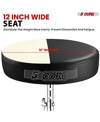 5 Core Drum Throne Adjustable Guitar Stool Padded Seat + Drum Practice Pad Snare Drumming Stand