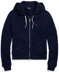Polo Ralph Lauren Women's Cable-Knit Cotton Full-Zip Hoodie Sweater