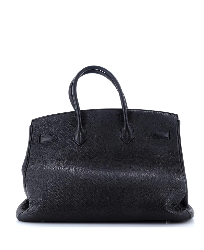 Pre-Owned Hermes Birkin 35 Handbag Black Clemence with Palladium Hardware