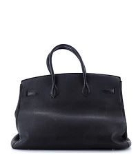 Pre-Owned Hermes Birkin 35 Handbag Black Clemence with Palladium Hardware