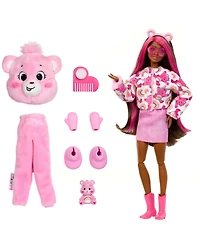 Barbie Cutie Reveal Care Bears Series Doll & Accessories in Cheer Bear Plush Costume, 10 Surprises