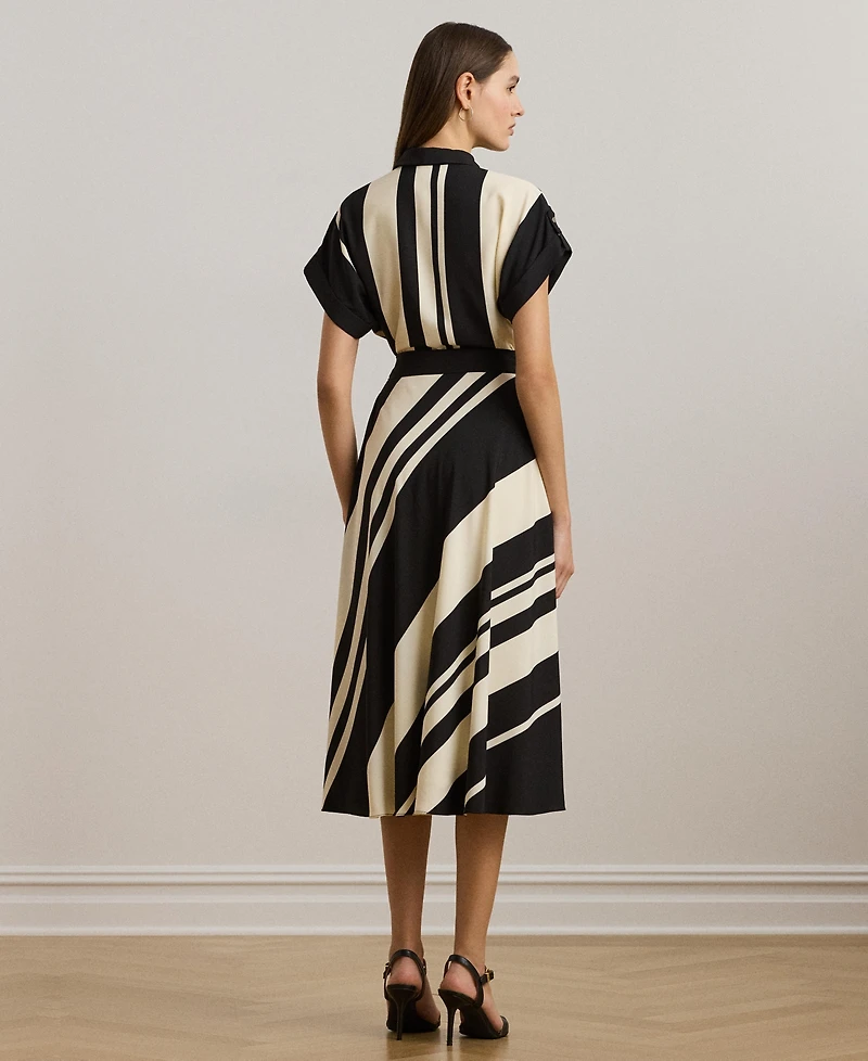 Lauren Ralph Lauren Women's Striped Belted Crepe Dress