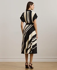 Lauren Ralph Lauren Women's Striped Belted Crepe Dress