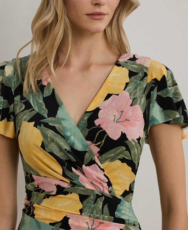 Lauren Ralph Lauren Women's Floral Stretch Jersey Surplice Dress