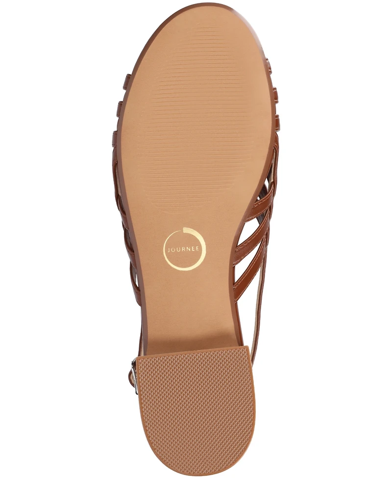 Journee Collection Women's Cassandra Woven Slingback Flat Sandals