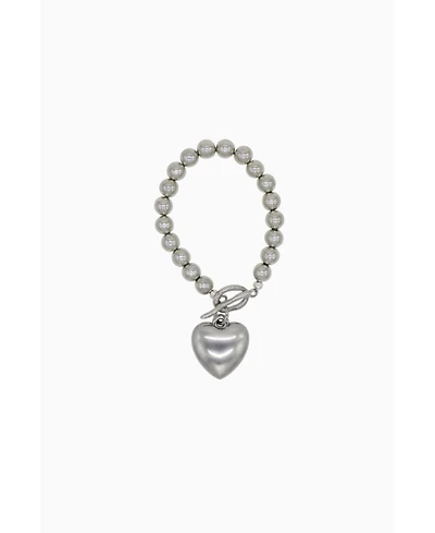 Steel Bracelet With Heart Charm 9.0″