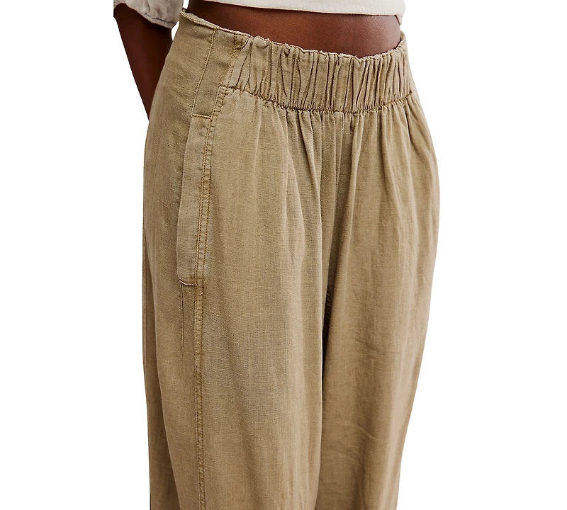 Free People Women's Days End Linen-Blend Pull-On Pants