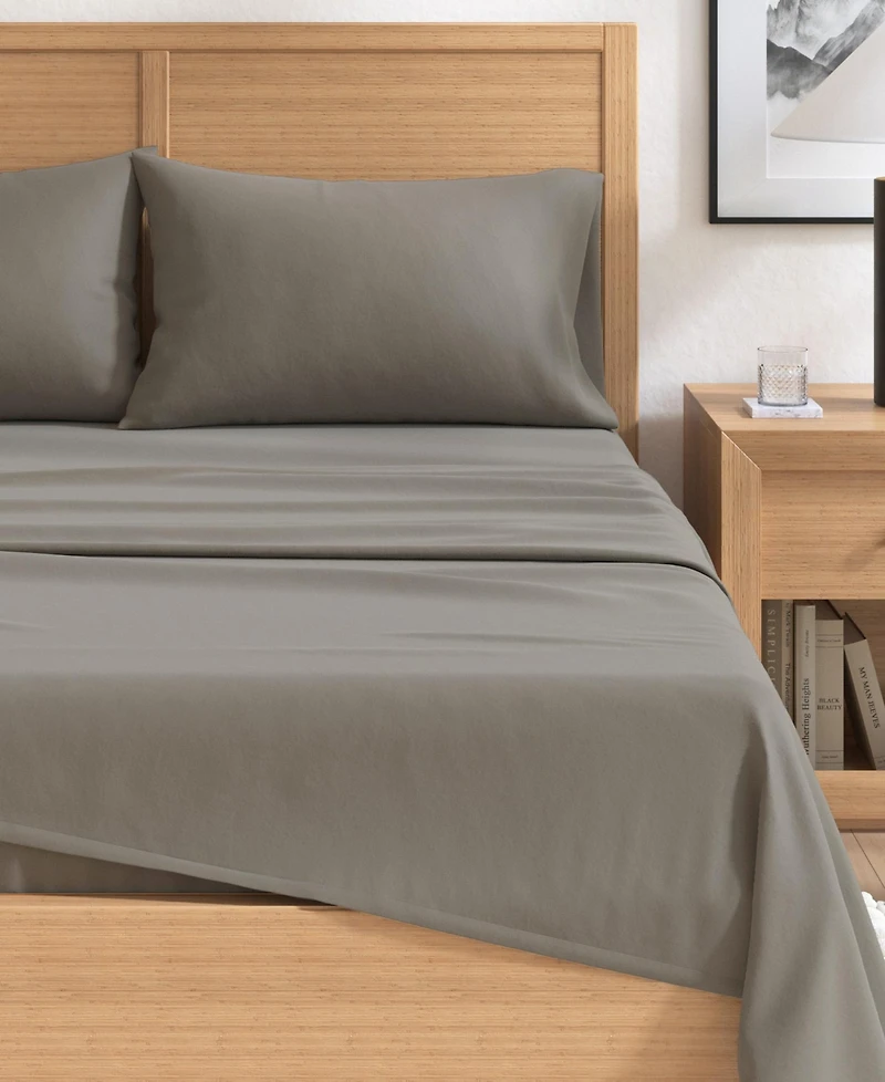 Linery & Co. Turkish Cotton Double-Brushed Solid Color Flannel Bed Sheet Set