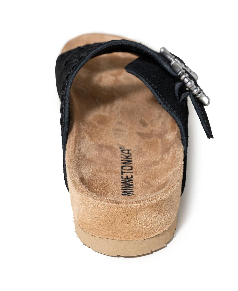 Minnetonka Women's Georgine Classic Suede Buckle Slide Sandals