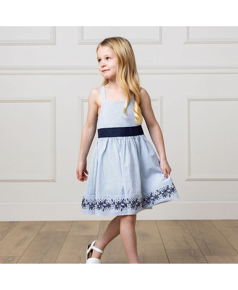 Hope & Henry Big Girls Heirloom Sleeveless Special Occasion Sundress with Bow Back Detail and Embroidery