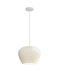 Possini Euro Design Cavelli 15" Mid Century Modern Pendant Ceiling Light Fixture Dining Room Over Table Kitchen Island Swirl White