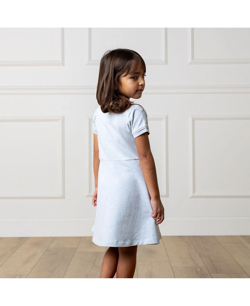Hope & Henry Big Girls Short Sleeve French Terry Contrast Trim Dress