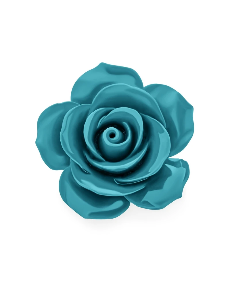Bling Jewelry Romantic Floral Blooming 3D Carved Rose Brooche Pin Pink Blue Black White Red