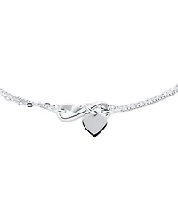 Bling Jewelry Romantic Love Knot Heart Layered Anklet Ankle Bracelet Double Chain Silver 9 Inch