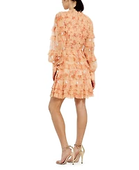 Mac Duggal Women's Key Hole Detail Long Sleeve Dress