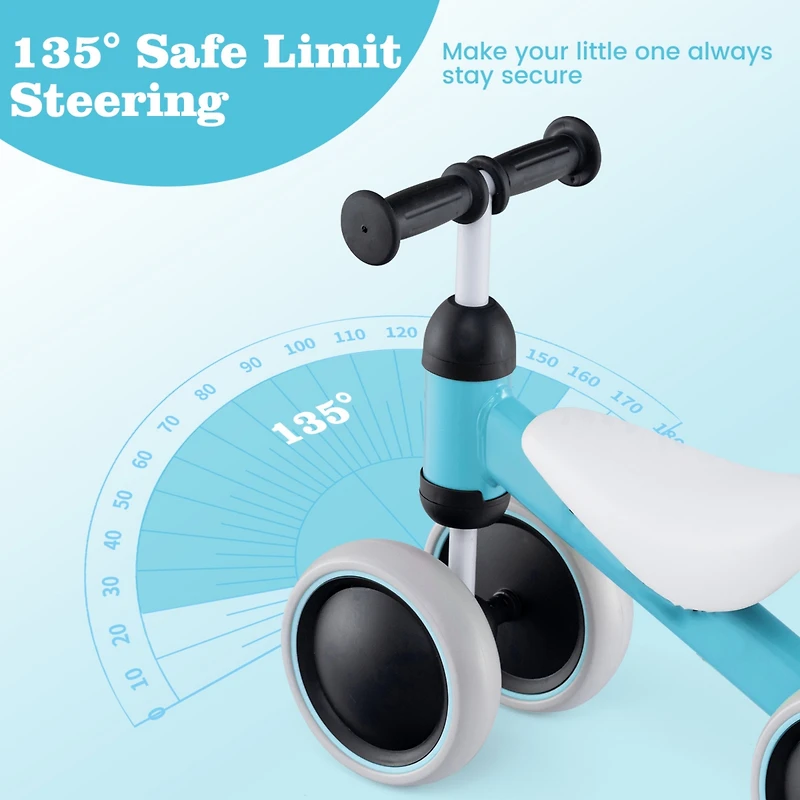 Toddler Balance Bike with 4-Wheel Design for Stability and Easy Riding