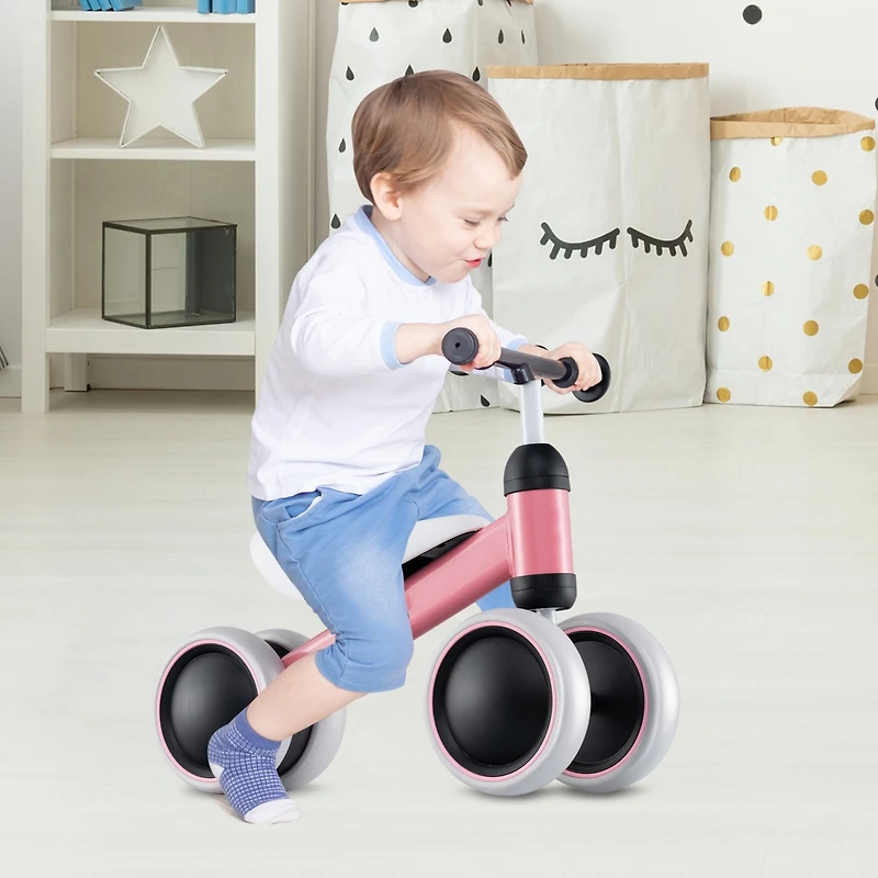 Toddler Balance Bike with 4-Wheel Design for Stability and Easy Riding