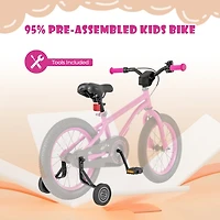 Kids Bike Sport Bicycle for 4-7 Years Old with Adjustable Seat, Reflectors, and Training Wheels a Safe Fun Ride