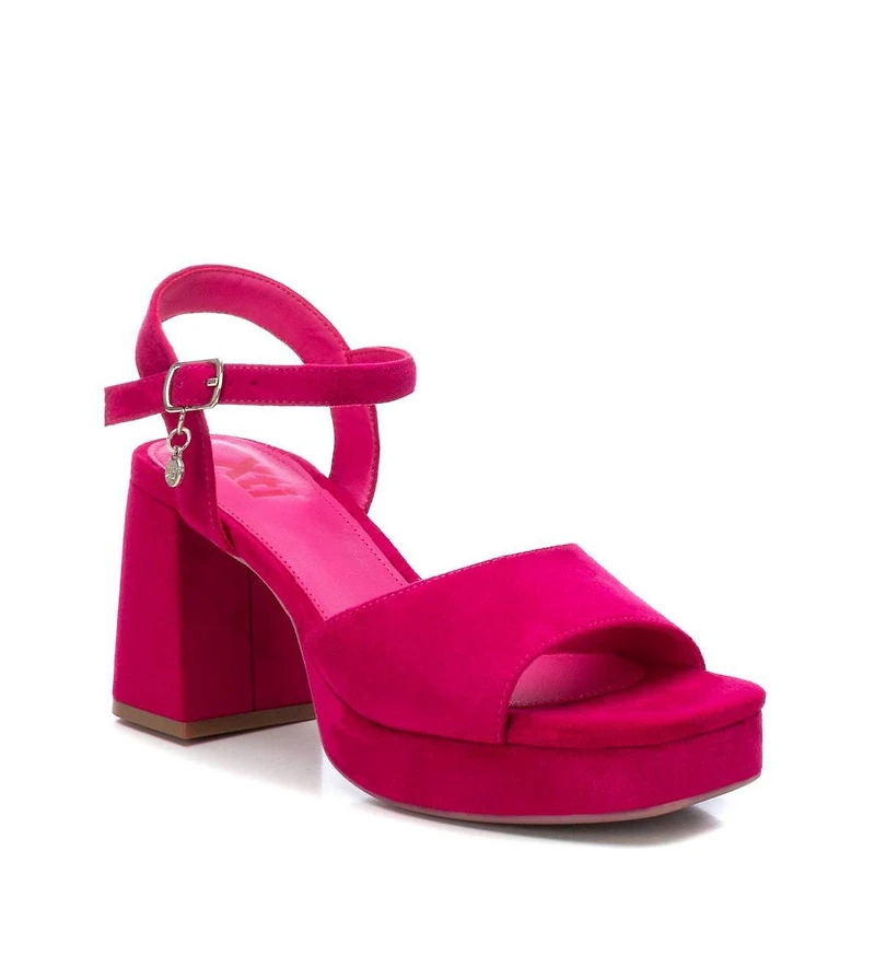 Women's Heeled Suede Sandals With Platform By Xti, Pink
