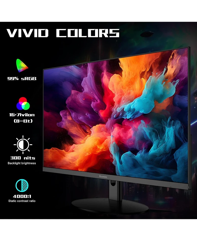 XGaming 27 Inch Monitor, 1080P Ultra Thin Frameless Computer Monitor 100Hz, 99% sRGB, Low Blue Light, Hdmi Vga Gamer Fhd Monitor Supports Vesa, Dual S