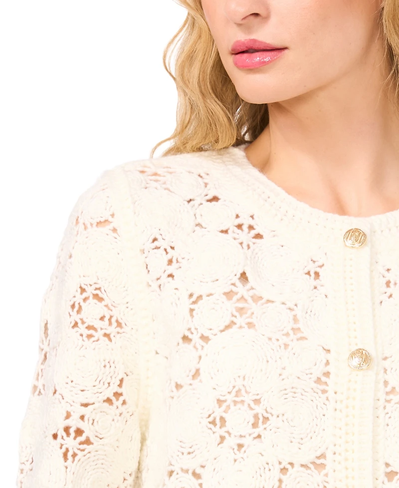 CeCe Women's Long Sleeve Embellished Cardigan Sweater