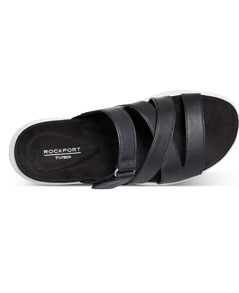 Rockport Women's Qwyn Slip-On Strappy Casual Wedge Sandals