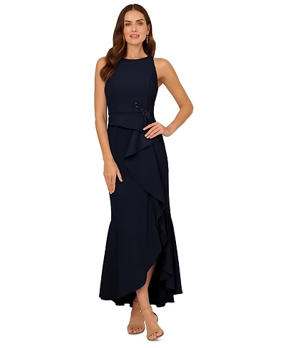 Adrianna Papell Women's Cascading-Ruffle Crepe Gown