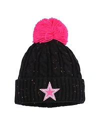 Outerstuff Dallas Cowboys Big Girls Black Nep Yarn Cuffed Knit Hat with Pom