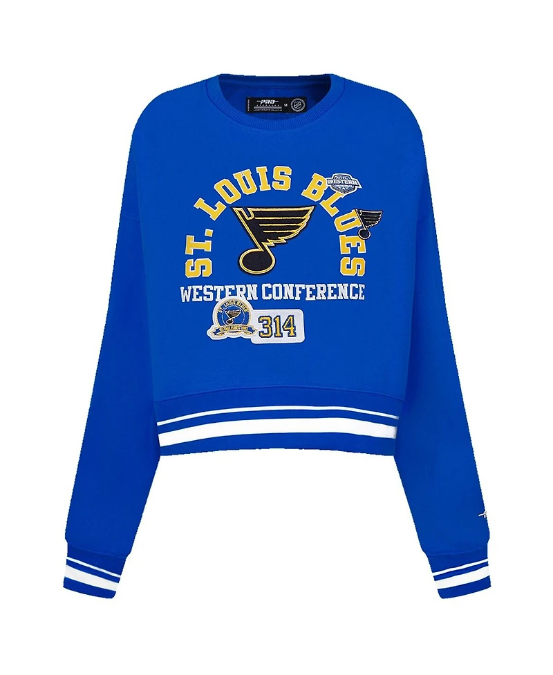 Pro Standard Women's Blue St. Louis Blues Area Code Cropped Pullover Sweatshirt