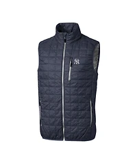 Cutter & Buck Men's Heathered Navy New York Yankees Rainier Full-Zip Puffer Vest