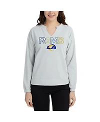 Concepts Sport Women's Gray Los Angeles Rams Sunray Notch Neck Long Sleeve T-Shirt