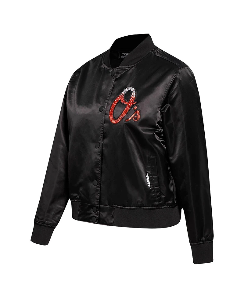 Pro Standard Women's Black Baltimore Orioles Rhinestone Satin Full-Snap Jacket