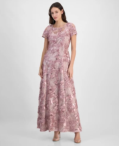 Alex Evenings Women's Soutache Sequined Evening Gown