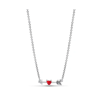 Pandora Sterling Silver Arrow and Murano Glass Heart Necklace