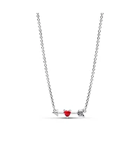 Pandora Sterling Silver Arrow and Murano Glass Heart Necklace