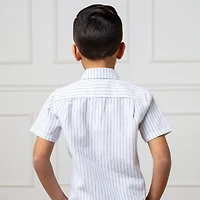 Hope & Henry Boys Linen Short Sleeve Button Down Shirt