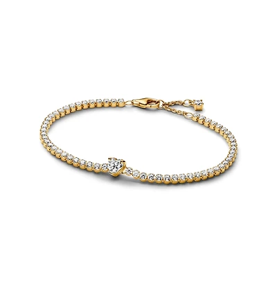 Pandora 14K Gold Plated Sparkling Heart Tennis Bracelet