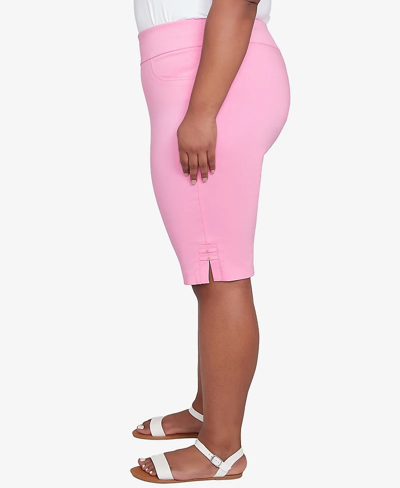 Hearts Of Palm Plus Size Solid Tech Stretch Pull On Skimmer Pants
