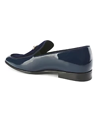 Gino Vitale Men's Velvet & Patent Leather Slip On Dress Loafer