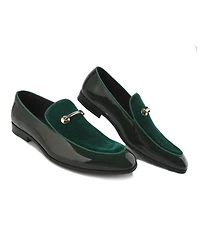 Gino Vitale Men's Velvet & Patent Leather Slip On Dress Loafer