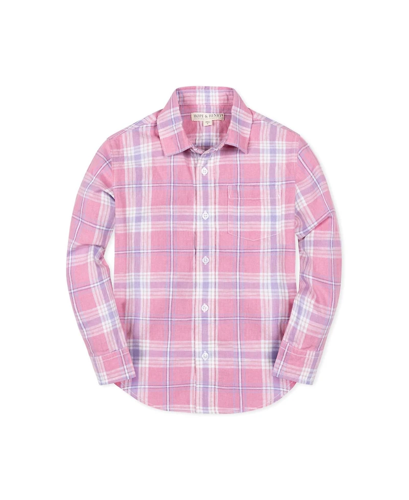 Hope & Henry Boys Linen Long Sleeve Button Down Shirt