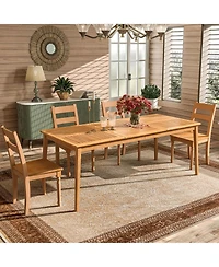 Person Outdoor Acacia Wood Dining Table with 1.96" Umbrella Hole Rectangular