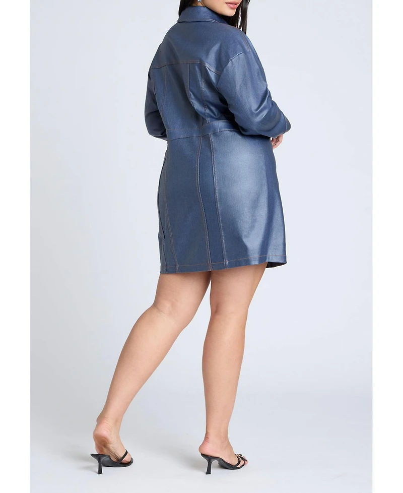 Eloquii Women's Coated Denim Mini Dress