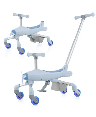 Toddler Push Car Ride-On Toy with Light-Up Wheels and Built-In Seat Storage