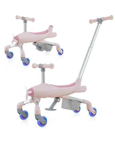 Toddler Push Car Ride-On Toy with Light-Up Wheels and Built-In Seat Storage