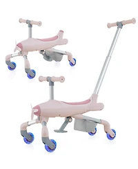 Toddler Push Car Ride-On Toy with Light-Up Wheels and Built-In Seat Storage