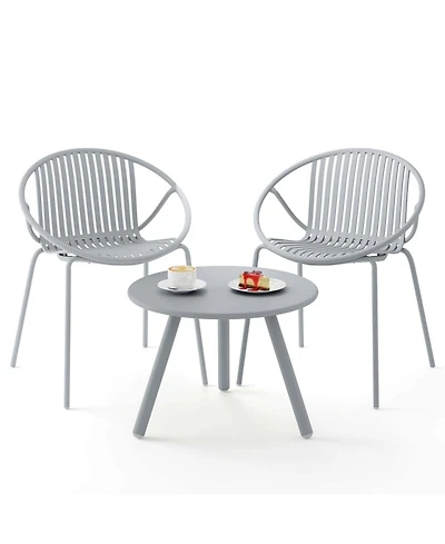 3 Pieces Bistro Set All Weather Pp Patio Conversation with Round Coffee table