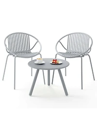 3 Pieces Bistro Set All Weather Pp Patio Conversation with Round Coffee table
