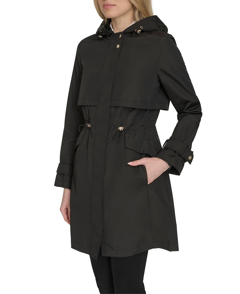Cole Haan Signature Women's 38” Zip Up Trench Coat W Set-In Hood