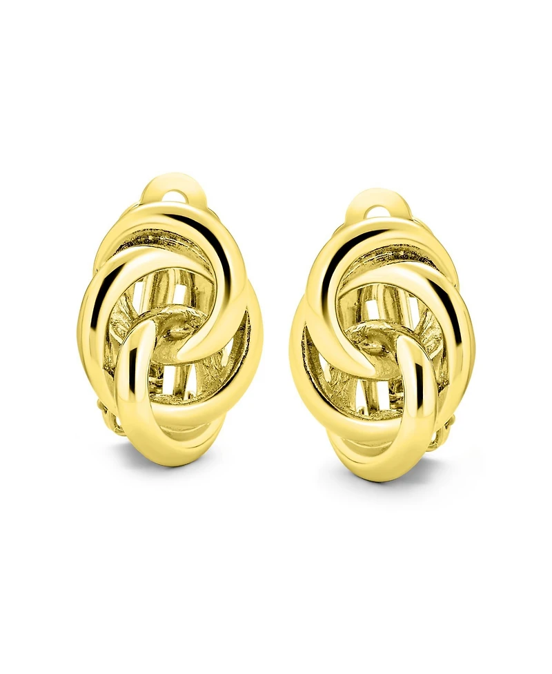 Bling Jewelry Interlocking Rope Love Knot Clip On Earrings For Non Pierced Ears Polished Gold Silver Plated Brass